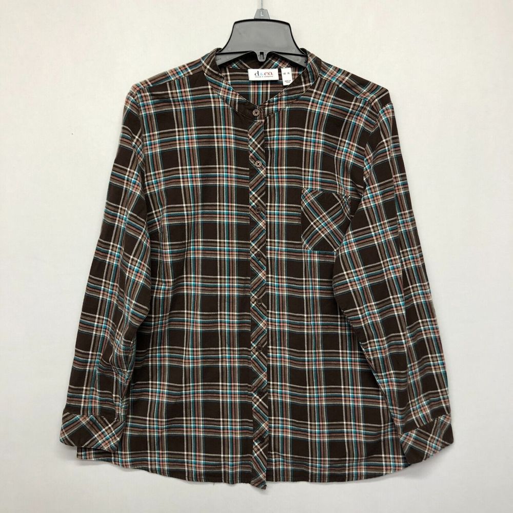 D & Co. Denim & Co Women Button Shirt Blouse Top Size Extra Large Plaid M125 -23